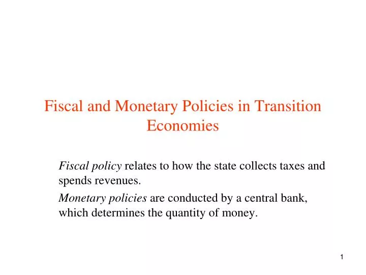 fiscal and monetary policies in transition economies