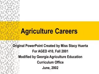 Agriculture Careers