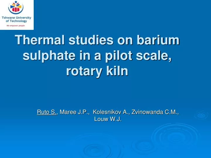 thermal studies on barium sulphate in a pilot scale rotary kiln