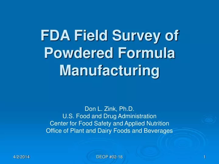 fda field survey of powdered formula manufacturing