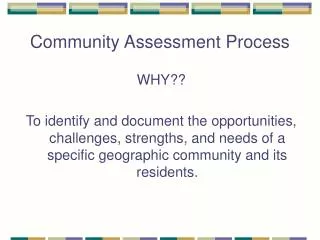 Community Assessment Process