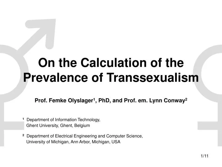 on the calculation of the prevalence of transsexualism