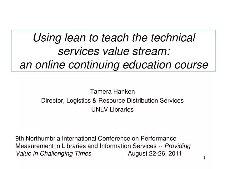 using lean to teach the technical services value stream an online continuing education course