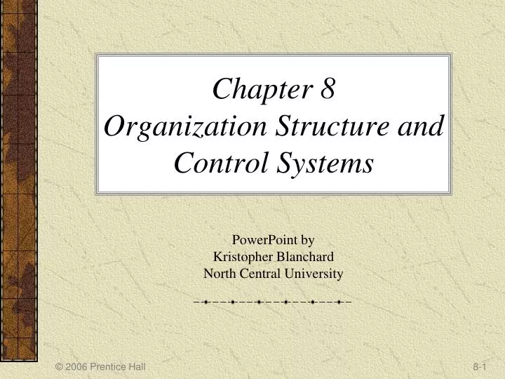chapter 8 organization structure and control systems