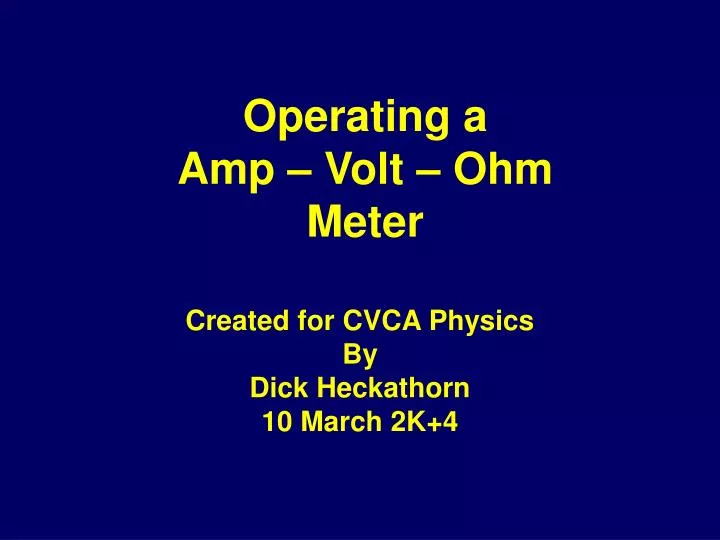 operating a amp volt ohm meter