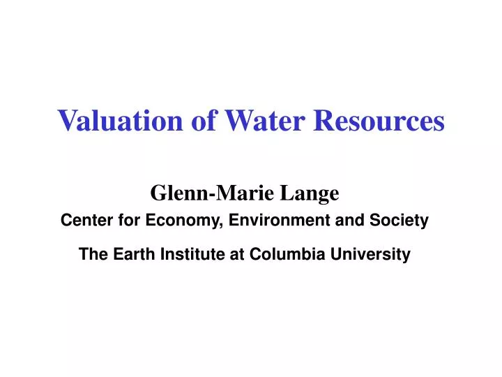 valuation of water resources
