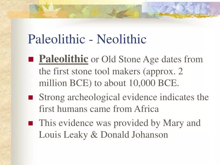 paleolithic neolithic