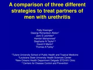 A comparison of three different strategies to treat partners of men with urethritis