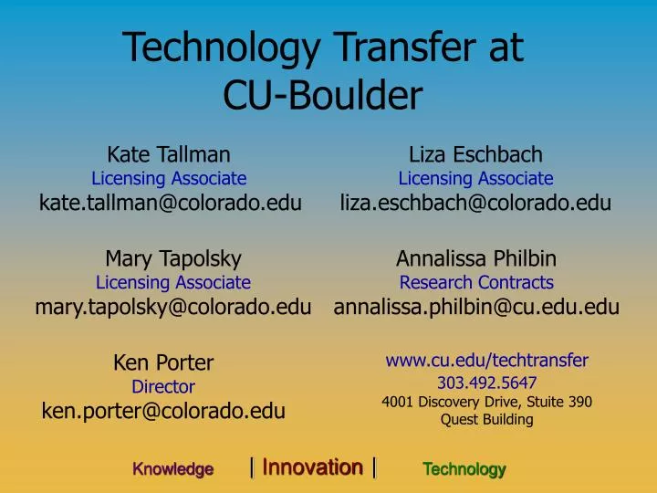 technology transfer at cu boulder