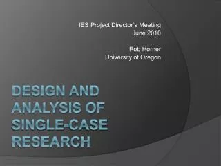 Design and Analysis of Single-case Research