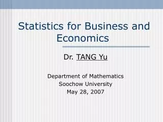 Statistics for Business and Economics