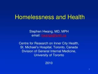 Homelessness and Health