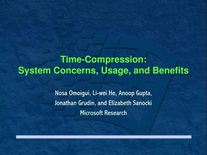 time compression system concerns usage and benefits