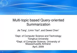 Multi-topic based Query-oriented Summarization