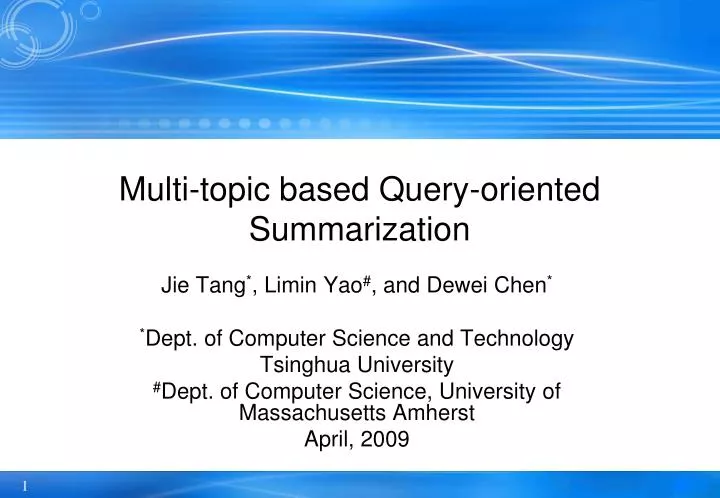 multi topic based query oriented summarization