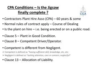 CPA Conditions – Is the Jigsaw finally complete ?