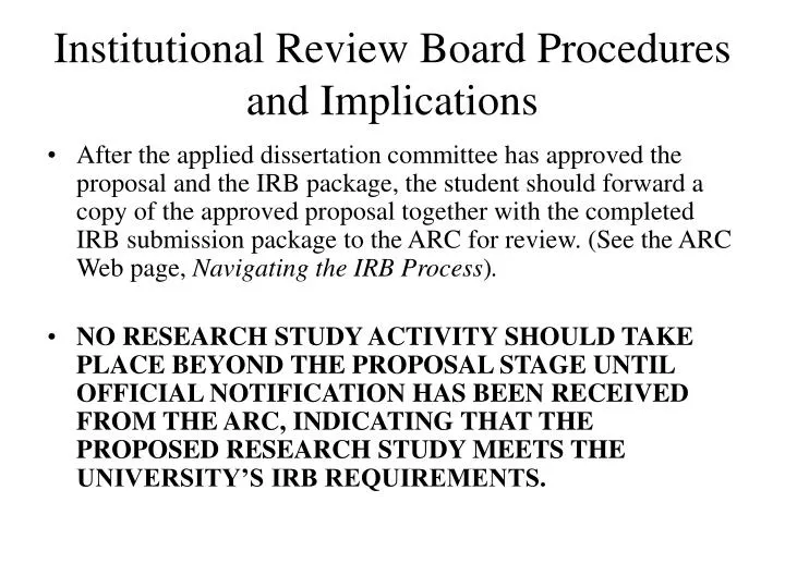 institutional review board procedures and implications