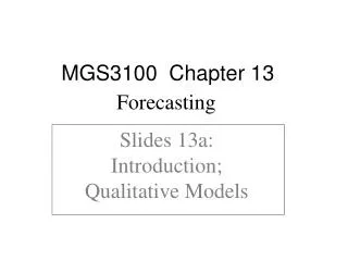 Slides 13a: Introduction; Qualitative Models