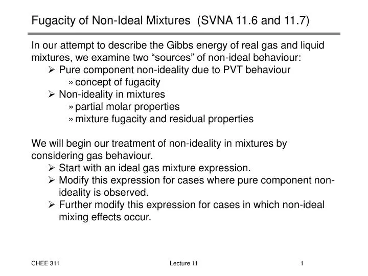 fugacity of non ideal mixtures svna 11 6 and 11 7