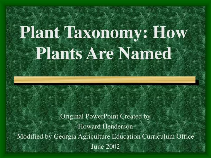 plant taxonomy how plants are named