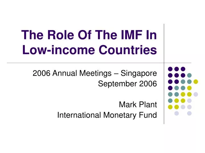the role of the imf in low income countries