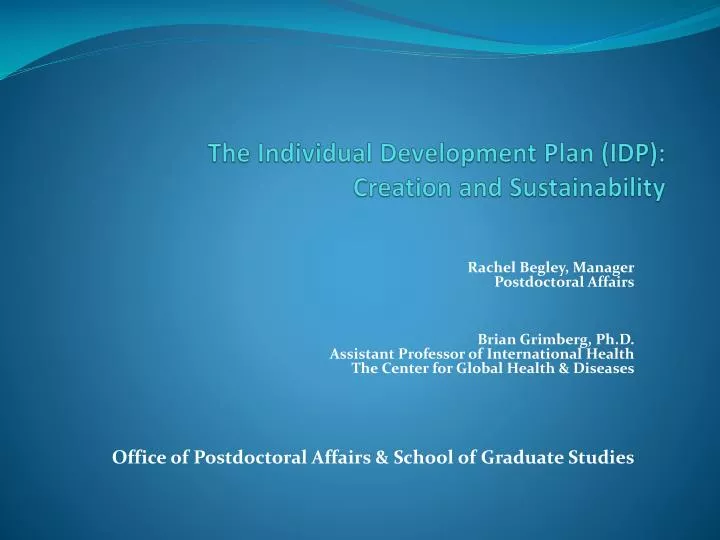 the individual development plan idp creation and sustainability