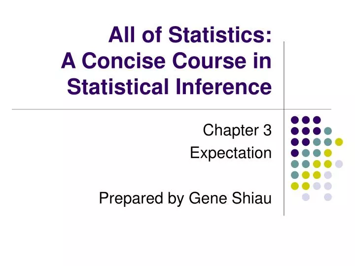 all of statistics a concise course in statistical inference