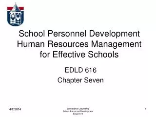 School Personnel Development Human Resources Management for Effective Schools