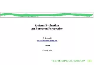 Systems Evaluation An European Perspective