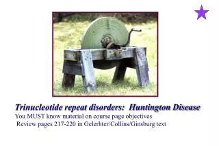 Trinucleotide repeat disorders: Huntington Disease You MUST know material on course page objectives