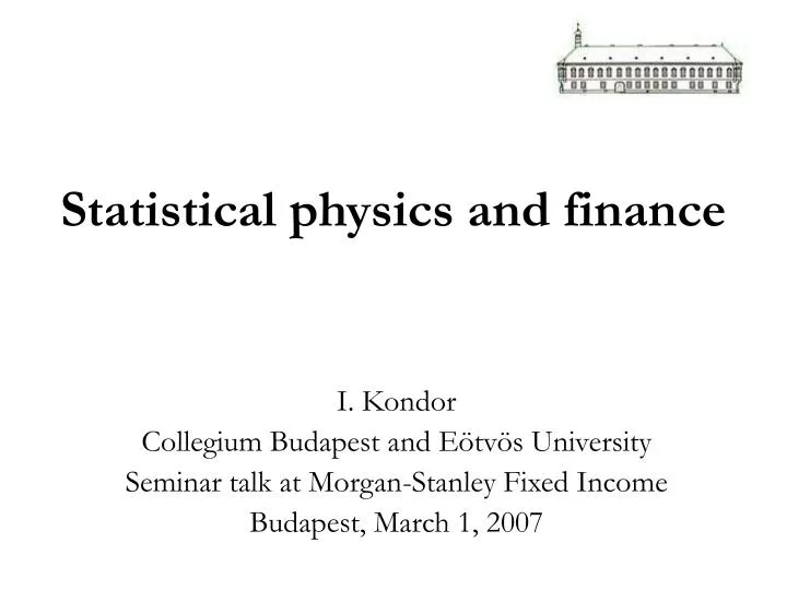 statistical physics and finance