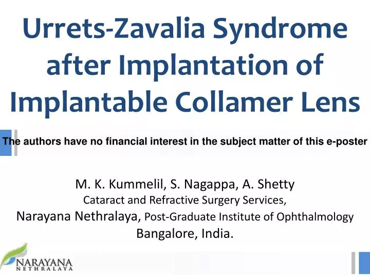 urrets zavalia syndrome after implantation of implantable collamer lens