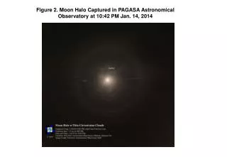 Figure 2. Moon Halo Captured in PAGASA Astronomical Observatory at 10:42 PM Jan. 14, 2014