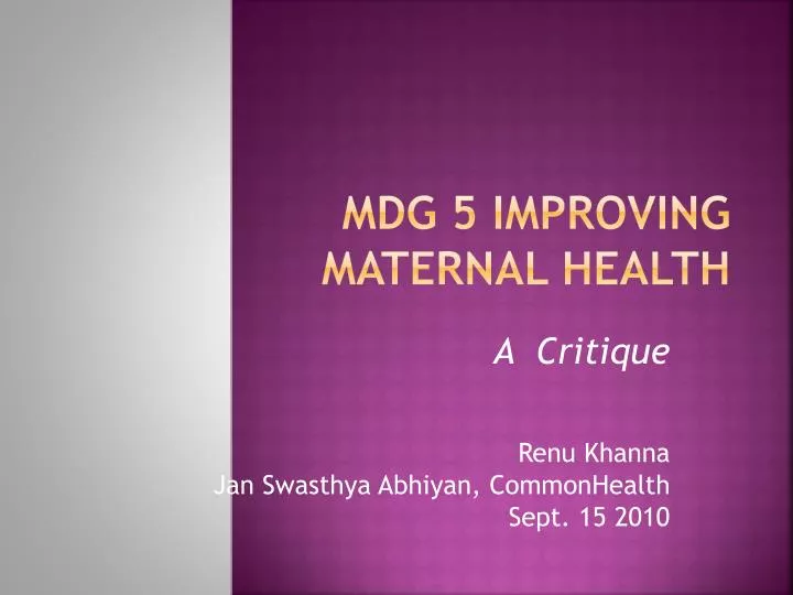 mdg 5 improving maternal health