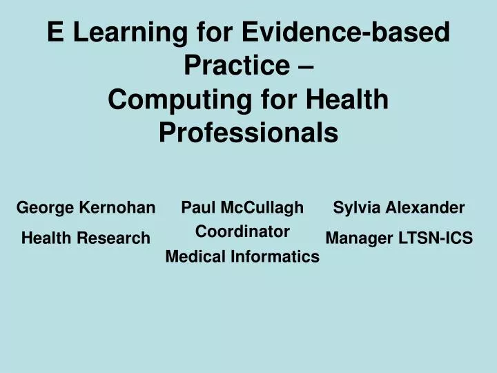 e learning for evidence based practice