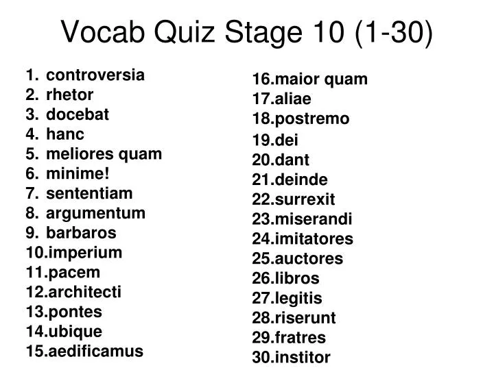 vocab quiz stage 10 1 30