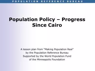 Population Policy – Progress Since Cairo