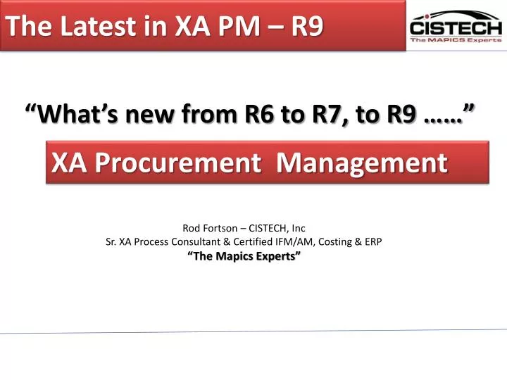 the latest in xa pm r9