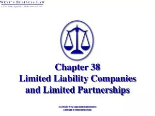 Chapter 38 Limited Liability Companies and Limited Partnerships