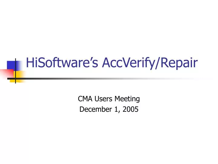 hisoftware s accverify repair