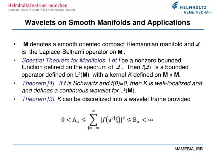 wavelets on smooth manifolds and applications