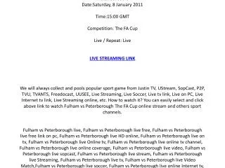 Fulham vs Peterborough live streaming online on your PC / Sa