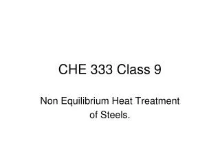 CHE 333 Class 9