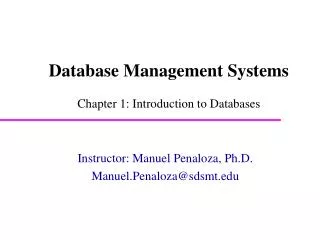 Database Management Systems Chapter 1: Introduction to Databases