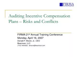 Auditing Incentive Compensation Plans – Risks and Conflicts