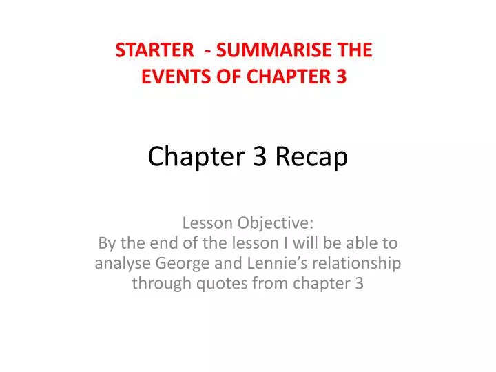 chapter 3 recap