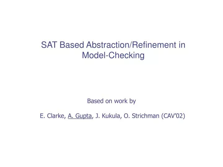 sat based abstraction refinement in model checking