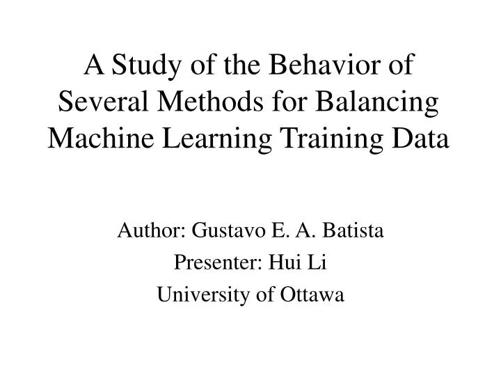 a study of the behavior of several methods for balancing machine learning training data