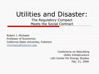 Utilities and Disaster: The Regulatory Compact Meets the Social Contract