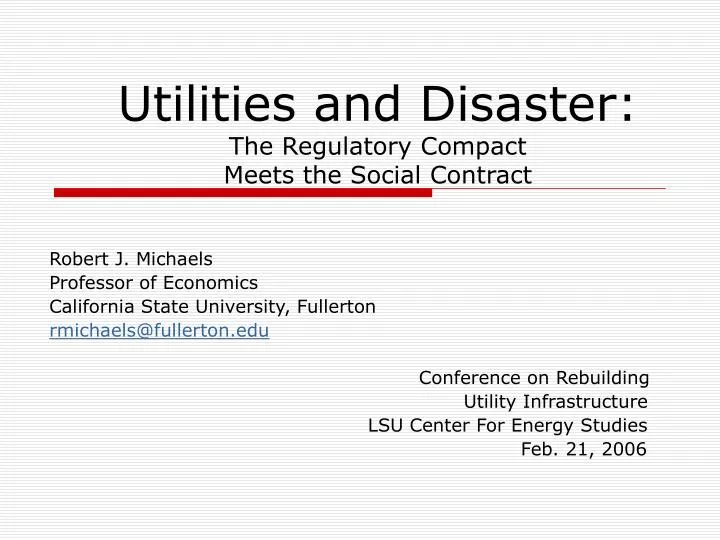 utilities and disaster the regulatory compact meets the social contract